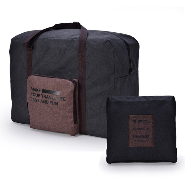 Sac de voyage pliable en tissu noir