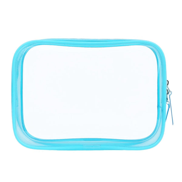 Trousse de maquillage transparente bleu