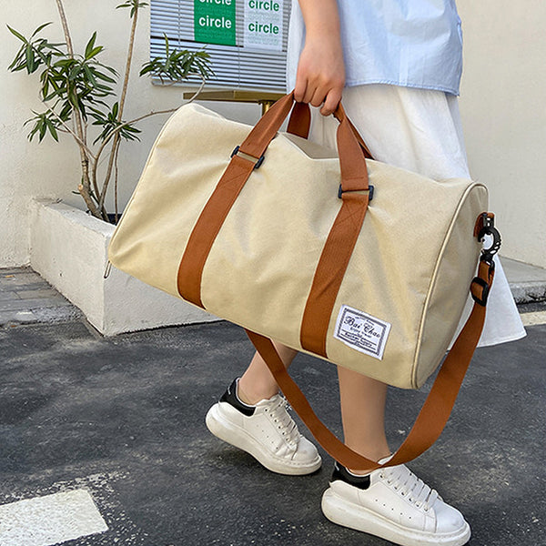 Sac de voyage à anse avec compartiment chaussures beige