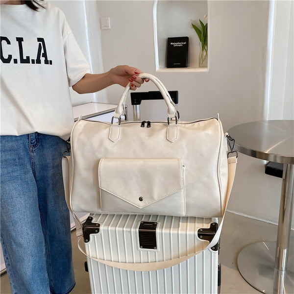 Sac de voyage en cuir femme blanc valise