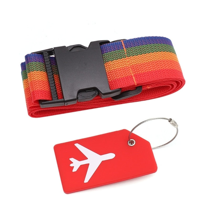 Sangle pour valise avec étiquette bagage multicolore