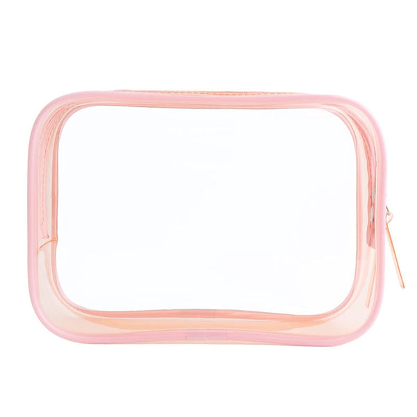 Trousse de maquillage transparente rose