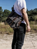 Sac de voyage besace en toile et cuir vintage