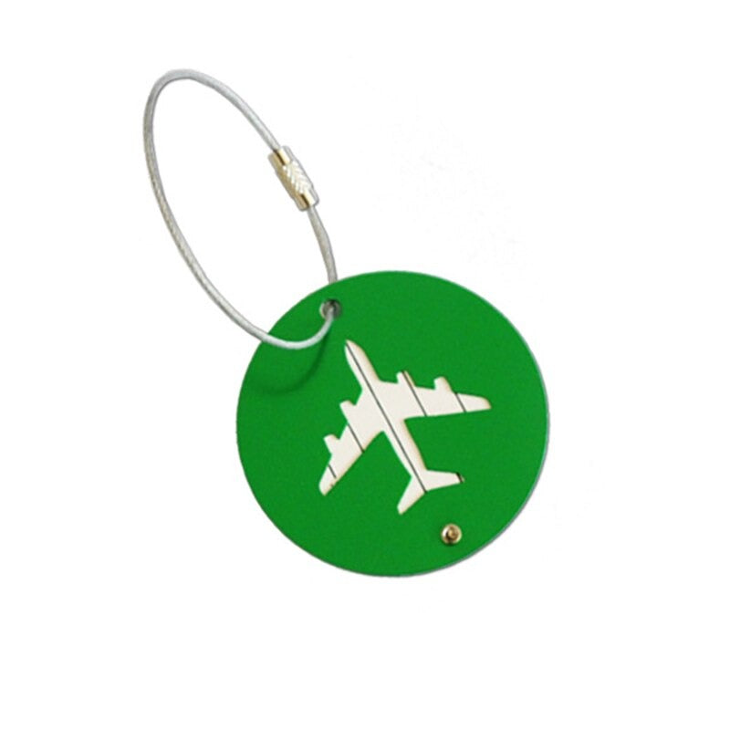 Etiquette valise avion vert
