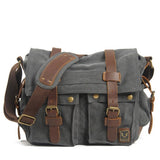 Sac de voyage besace en toile et cuir vintage