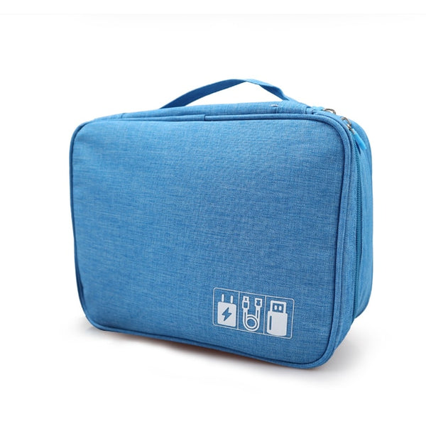 Sac de voyage pour cables USB bleu